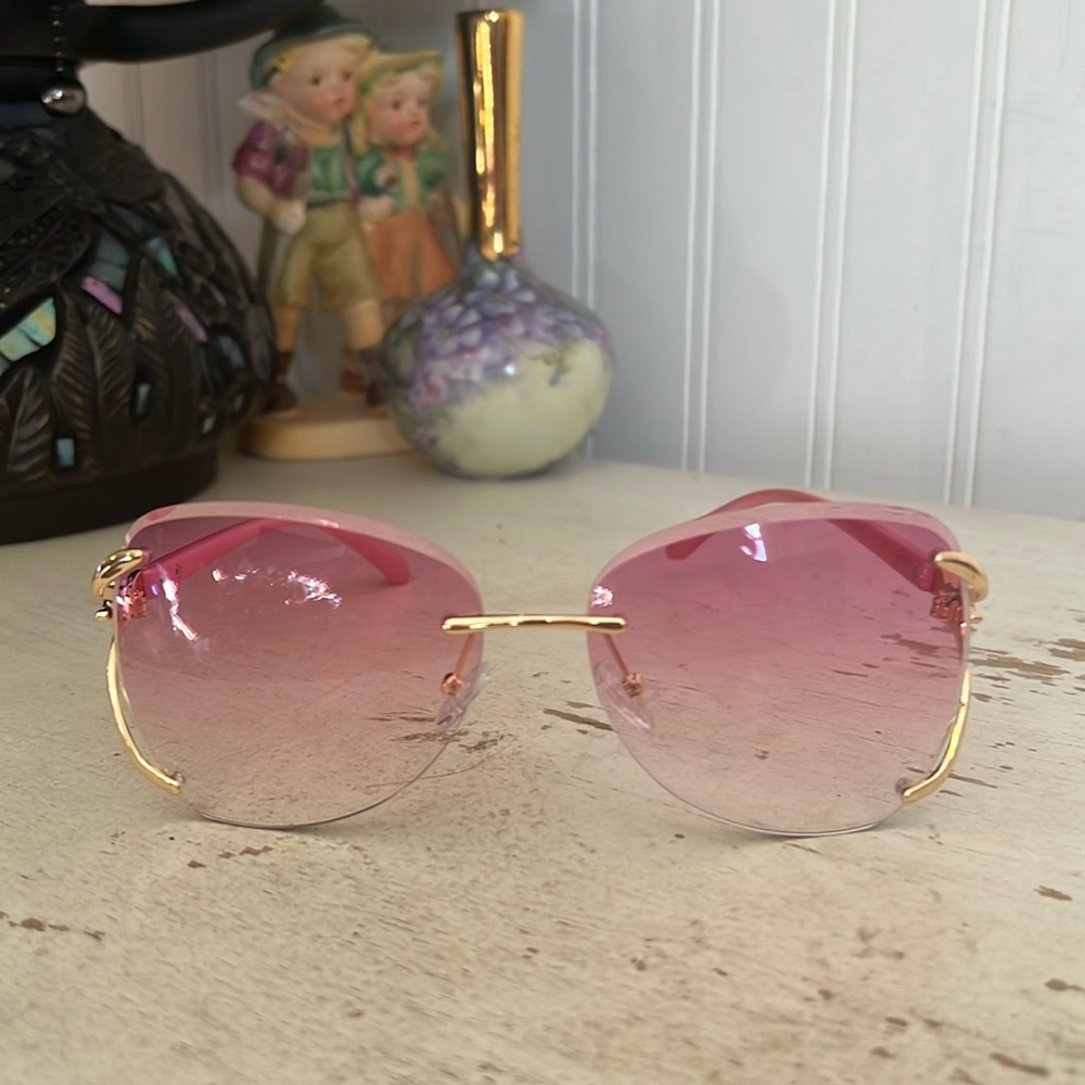 John Varvatos rimless fox trimmed sunglasses